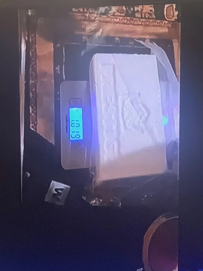 Screengrab of a brick of cocaine. The video of about five 1kg bricks was sent to Matlala, and he, in turn, forwarded it to van Wyk.