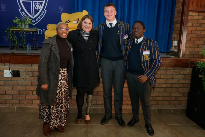 Natalie Du Toit and St Benedicts pupils. Supplied image.