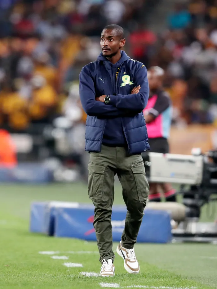 Mamelodi Sundowns coach Rhulani Mokwena during a DStv Premiership match against Kaizer Chiefs at FNB Stadium
