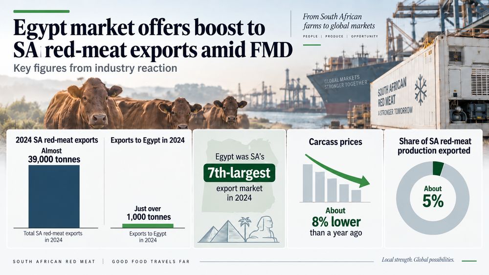 Karen Singh | Published 3 minutes ago Egypt red-meat deal offers South African farmers a new export opportunity