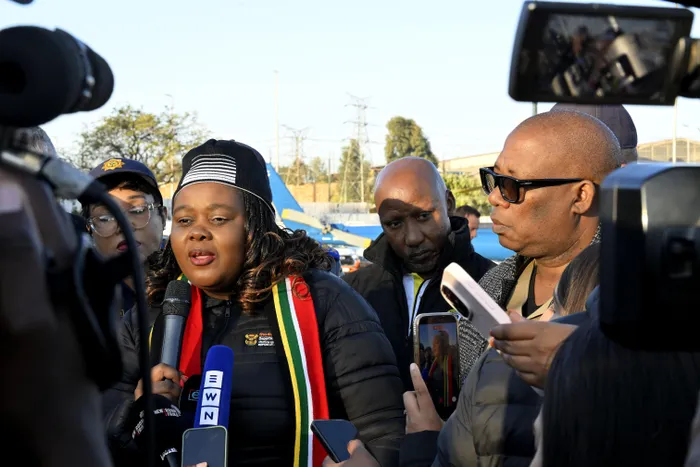 Minister of Justice and Constitutional Development and chairperson of the Interministerial Committee on Migration (IMC), Mmamoloko Kubayi and other officials briefed the media on the preparedness of law enforcement agencies in ensuring the safety of all South Africans today.
