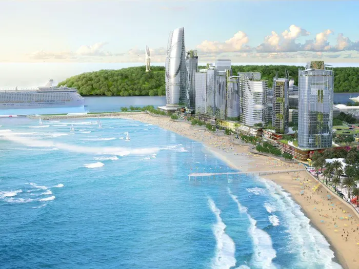 An artist’s impression, previously shared with the media, of the planned promenade extension and development of the Point Waterfront.