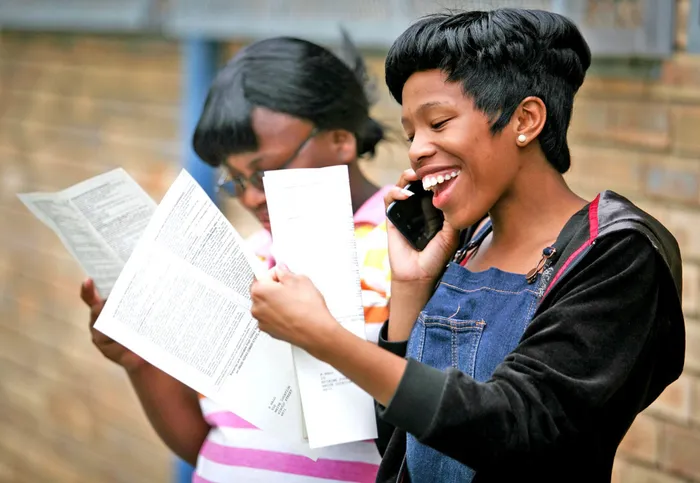 Matrics from the Percy Mdala High School in Knysna get their results. Picture: Ewald Stander