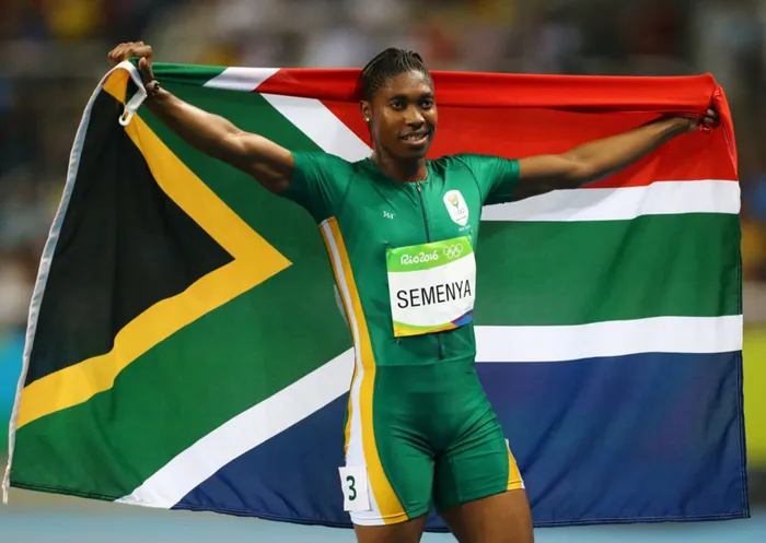 Caster Semenya celebrates after winning the women's 800m final. Picture: Ivan Alvarado
