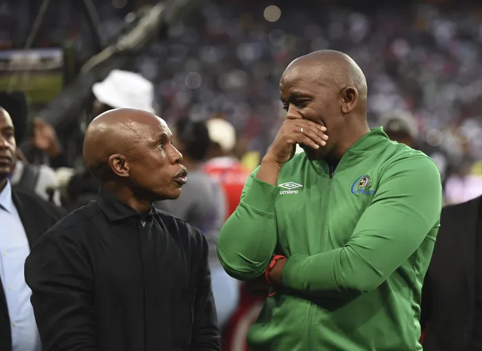 Downed by two own goals against champions Orlando Pirates, Pogiso Makhoye's side have been relegated from the top flight. Photo: Backpagepix