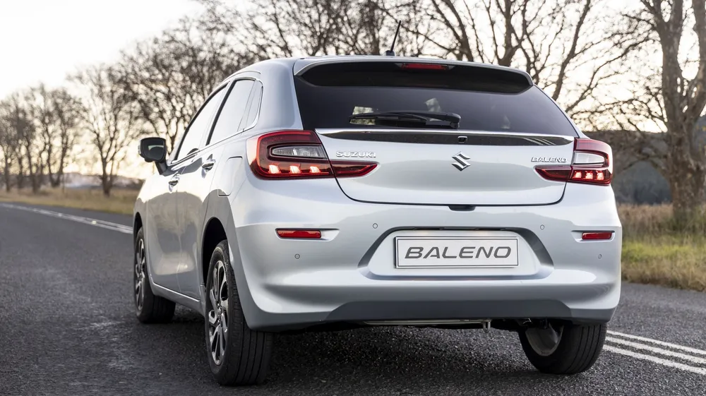 The 2022 Suzuki Baleno’s rear.