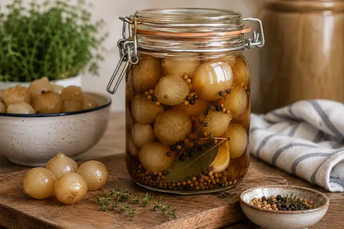 Old-fashioned pickled onions recipe for crisp traditional fish and chips-style onions
