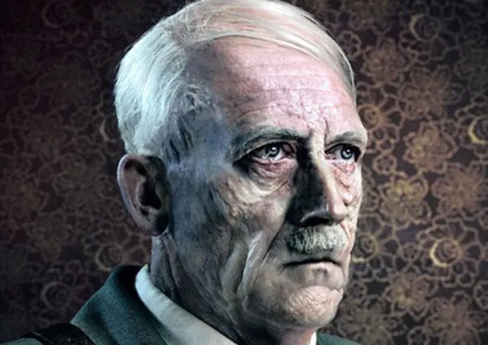 131209 An elderly Adolf Hitler, left, as he might have looked had he survived, and a wax figure of him at the Madame Tussauds Berlin Wax Museum.