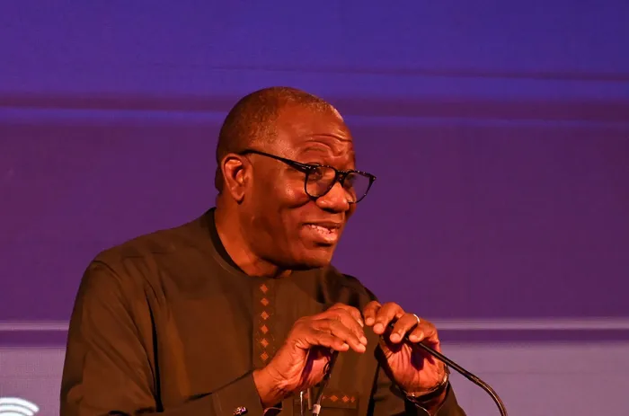 Dr Kayode Fayemi addressing delegates during the 16th Thabo Mbeki Africa Day Lecture at the Century City Conference Centre in Cape Town.


