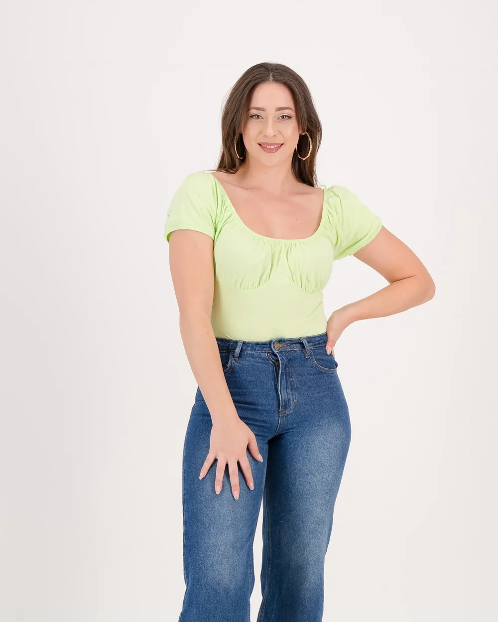 Jane Milkmaid Bodysuit in pistachio