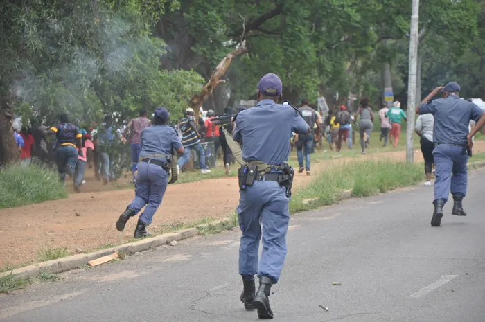 Police used rubber bullets to dispersed residents of Popo Molefe Informal Settlement in Rustenburg, residents went to the municipality to demand basic municipal services.