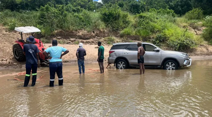 The Toyota Fortuner recovered from the Limpopo River in the Masisi policing area after it was confirmed stolen in Witbank, Mpumalanga, earlier this month.
