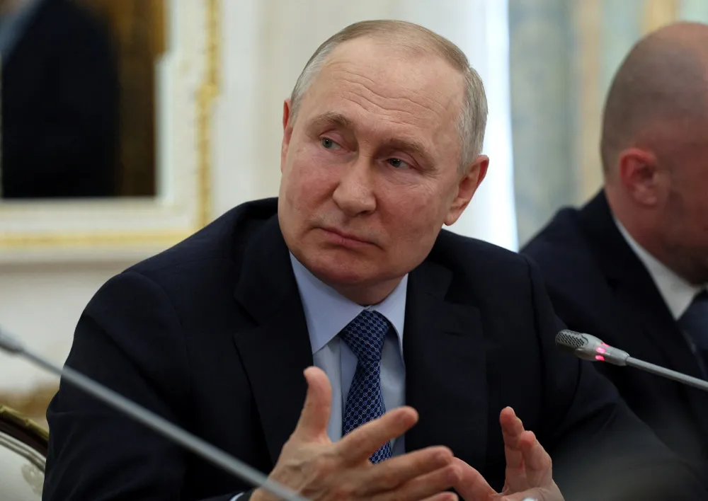 Russian President Vladimir Putin attends a meeting with war correspondents at the Kremlin in Moscow, Russia June 13, 2023.   Picture: Gavriil Grigorov Sputnik/Kremlin via REUTERS
