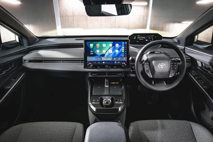 Toyota has designed the cabin around what it calls an "Activity Hub" concept, with a clean dashboard layout and a spacious interior made possible by the dedicated EV platform.
