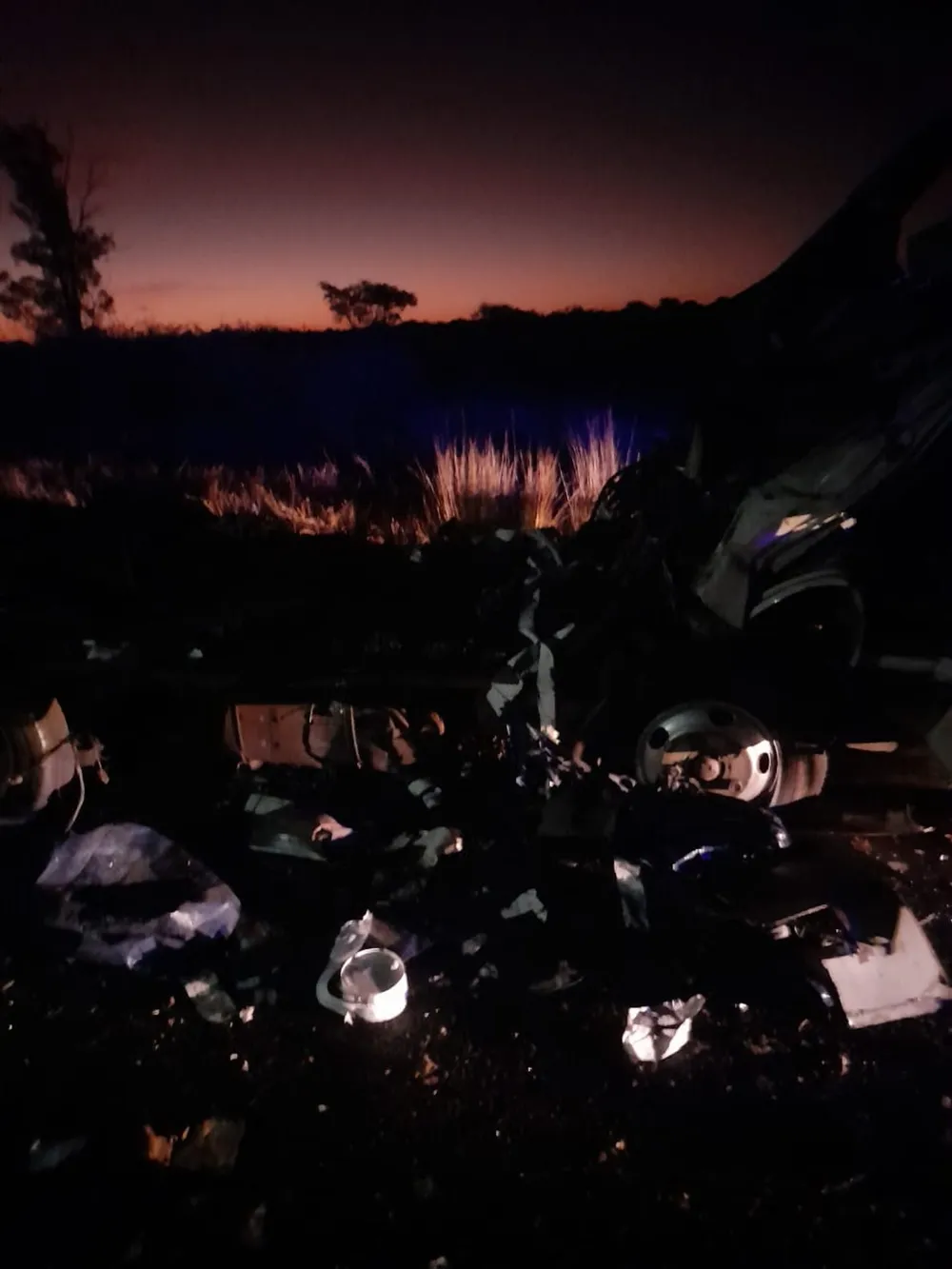 Wreckage from an explosion 