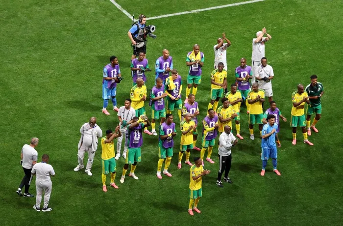South Africa players applaud fans after their 1-1 draw during the FIFA World Cup 2026 Group A match against Czechia.