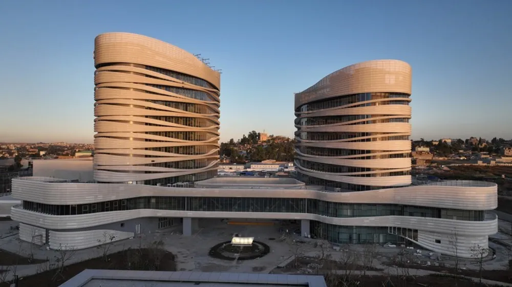 This aerial photo taken on Jan. 8, 2023 shows the headquarters building of the Africa Centers for Disease Control and Prevention in Addis Ababa, Ethiopia. Photo by Dang Honglai/Xinhua