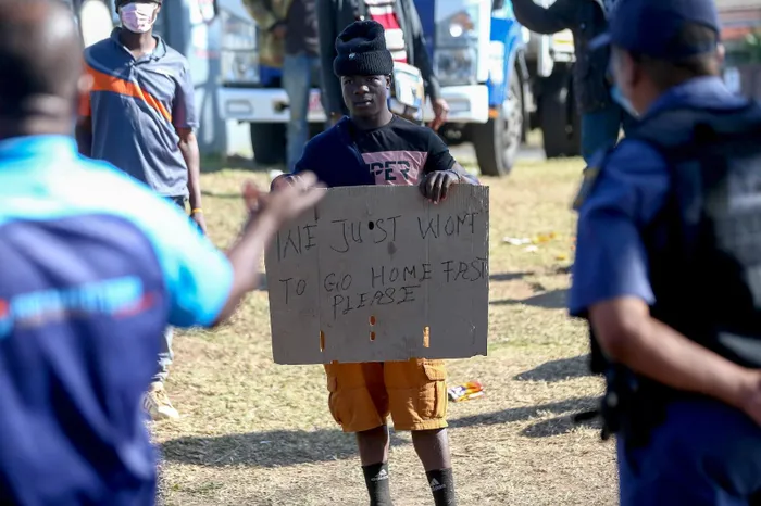 Malawian nationals at the Sherwood site in Durban, where government officials have been processing people for deportation and repatriation in cooperation with the Malawian High Commission.