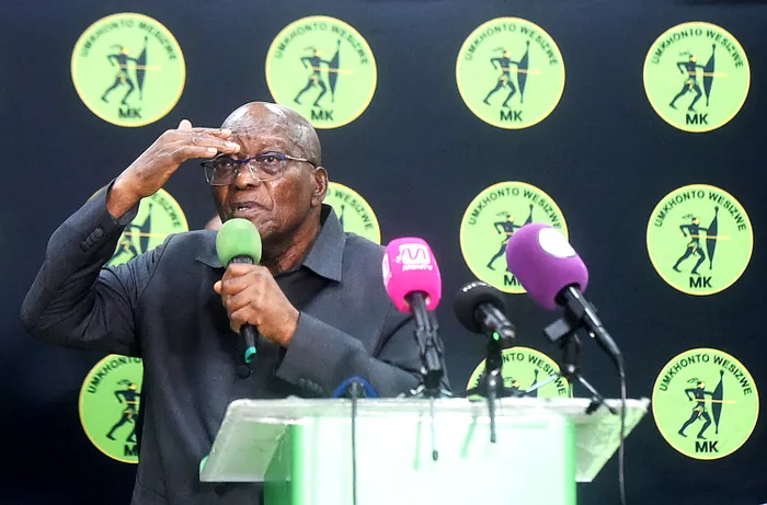 South Africa - Johannesburg - 18 June 2026 - uMkhonto weSizwe Party president Jacob Zuma speaks during a press conference at CedarWoods Conference Centre. 
