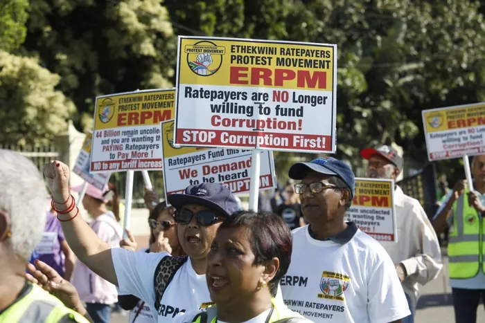 The eThekwini Ratepayers Protest Movement (ERPM) walked from Curries Fountain to the Durban City Hall in protest against tariff increases and the municipal draft budget for 2026/27. 