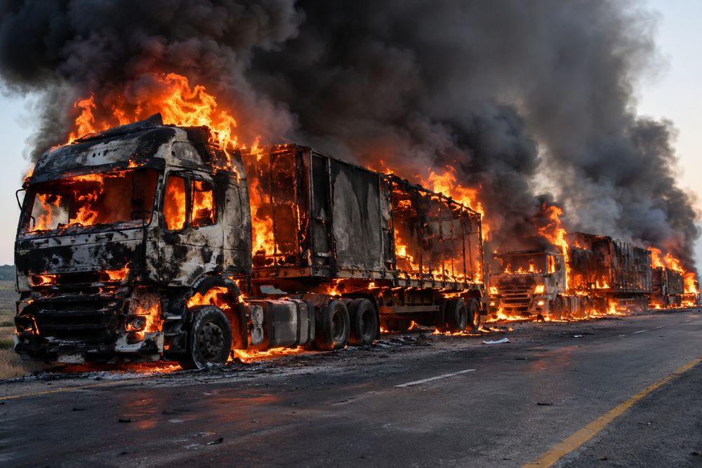 Five trucks worth R3.2 million torched in armed attack near Grootvlei in Mpumalanga - IOL