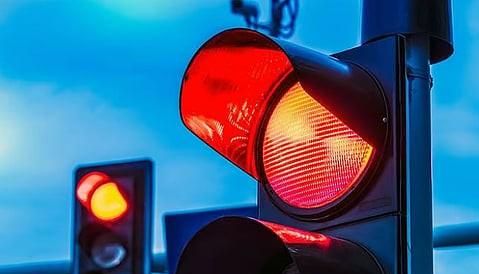 A red-light means stop. Full stop