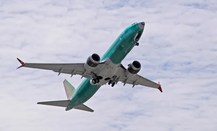 A Boeing 737 MAX 8 jetliner being built for Turkish Airlines takes off on a test flight in Renton, Wash. (AP Photo/Ted S. Warren, File)