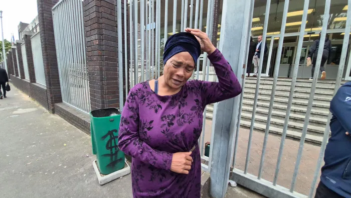 Salama Swano, the mother of Amiena Swano outside the Wynberg Magistrate's Court.