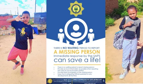 Missing boys in Bloemfontein: Police seek help to find brothers aged nine and 11