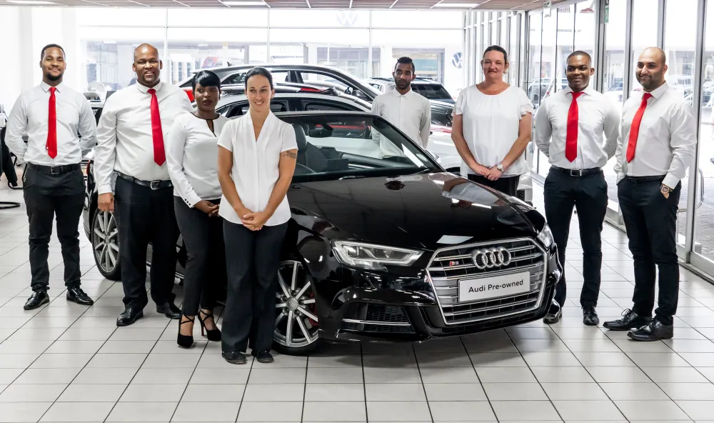 Pre-owned Department – from left: Lazarus Tlou, Ofentse Lesolang, Daphney Muleele, Marlette Botes, Miles Pillay, Elmarie Bannink, Kabelo Maseko and Kristof Seeger.