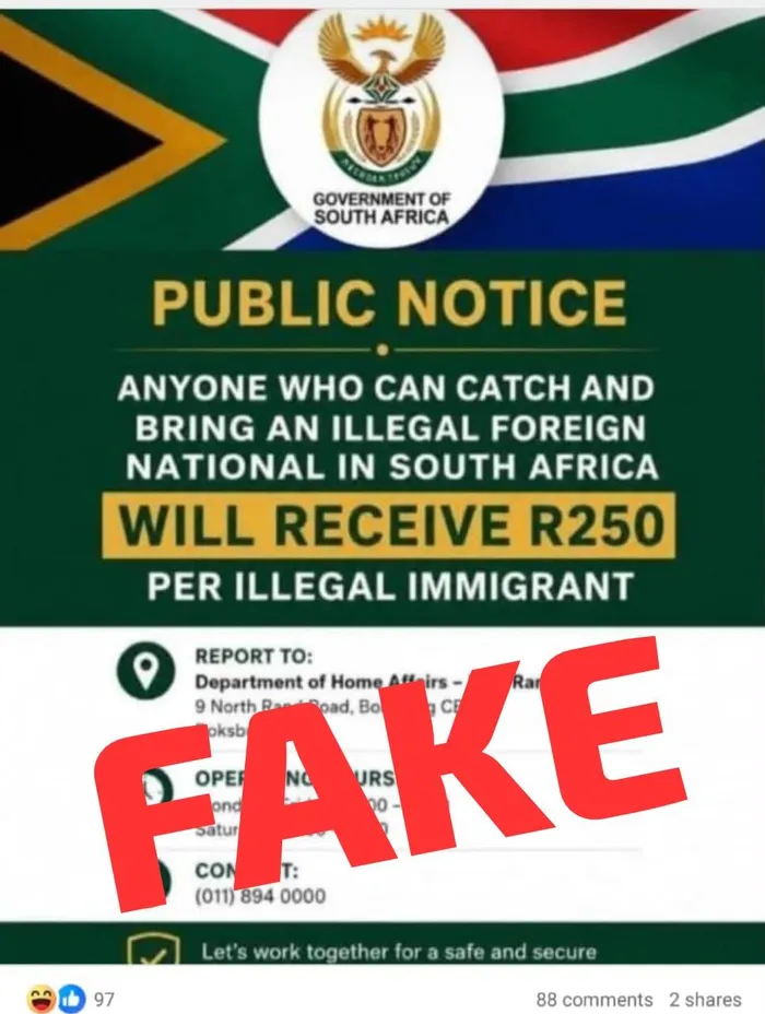 Viral notice about reporting undocumented foreign nationals is fake, says Home Affairs.