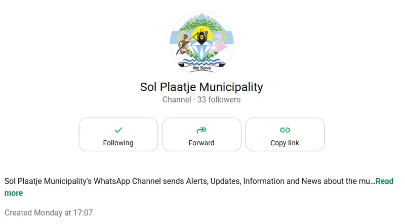 Sol Plaatje Municipality launches official WhatsApp channel for real-time updates