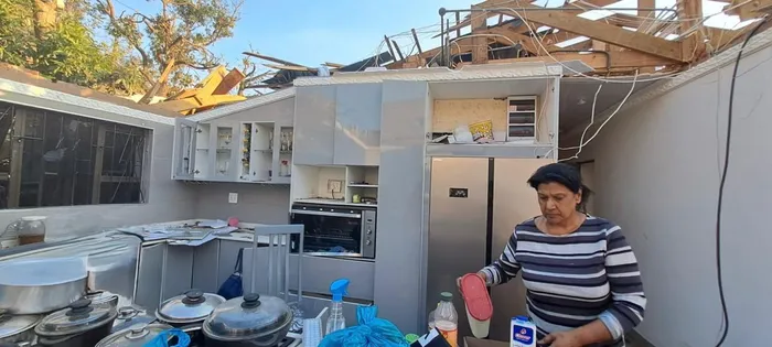 The destroyed home. 