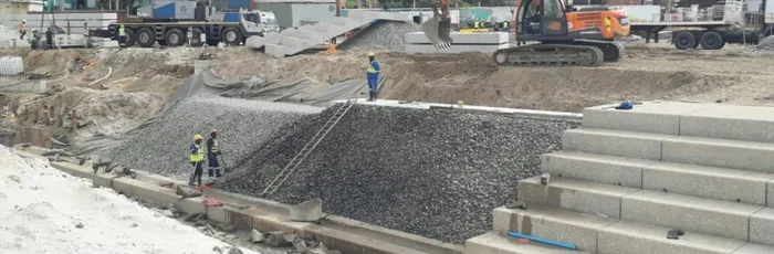 The stepped design has been planned to serve both practical and public uses.
Wider steps will provide seating areas along the promenade, while narrower sections will allow access to the beach. Handrails will be installed before construction is completed.