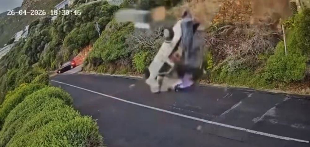 WATCH | CCTV footage of a driver miraculously surviving a cliff plunge in Cape Town
