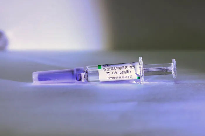 A sample of the COVID-19 inactivated vaccine is seen at a vaccine production plant of China National Pharmaceutical Group (Sinopharm) in Beijing, capital of China, April 10, 2020.