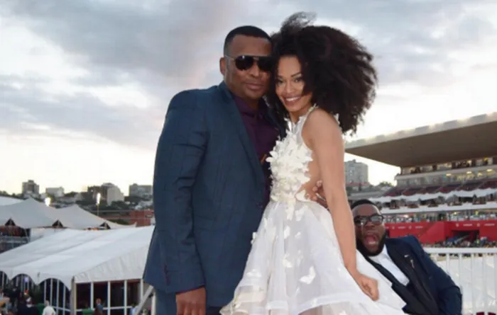 Pearl Thusi and Robert Marawa