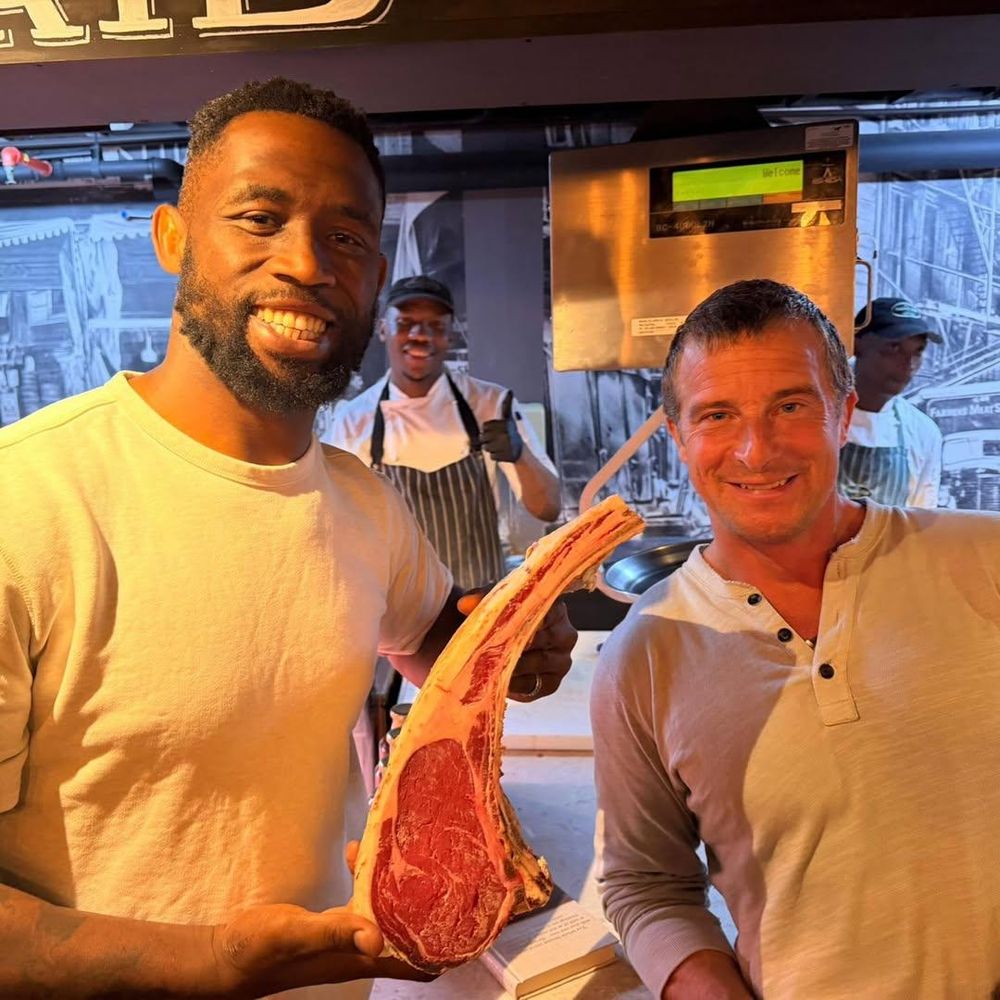 LOOK: Bear Grylls is in South Africa and Siya Kolisi gave him a true Mzansi welcome