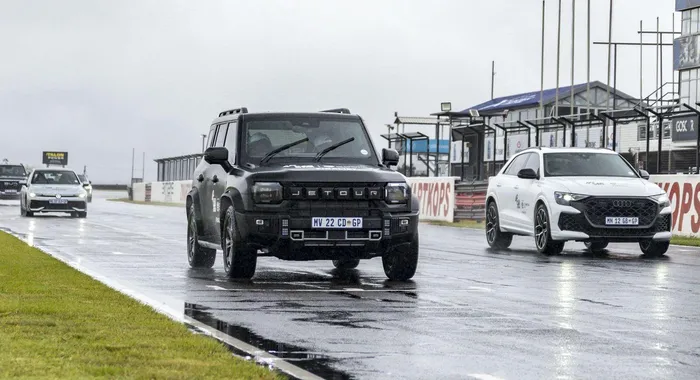 The Jetour T2 (centre) shares the podium with the Audi RS Q8 and VW Golf TSI. The vehicles were evaluated in a wide range of conditions.